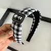 Faixa de Cabelo com Laço Xadrez Retro Francês Versátil Simples Nicho College Feminina Faixa de Cabelo com Coroa Alta Acessório de Cabelo para Mulheres