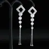 Pendientes Minimalistas de Moda Europea y Americana con Agujas de Plata y Cadenas de Hilo de Oro, Cobre Incrustado con Circonita, Chapado en Oro, Exclusivamente para Ventas Transfronterizas, Directo del Fabricante