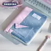 Cuaderno A5 Estrella de Cuadrícula Rosa con Cubierta de Tela de Mezclilla y 100 Páginas Interiores Personalizables DIY para Creatividad Personalizada
