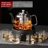 Juego de Tetera de Vidrio al por Mayor para el Hogar Resistente a Altas Temperaturas Engrosado Gran Capacidad Juego de Té Hervidor de Agua Filtro Tetera para Infusión