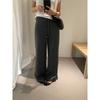 Calça Casual Larga com Cordão e Perna Larga Plus Size para Mulheres, Outono 2026 Cintura Alta Larga Fluida Casual Reta