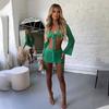 Europeo y Americano 2024 Nuevo Verano Playa Color Sólido Sexy Tejido Bikini de Playa Traje de Baño Vestido de Mujer