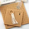 Placa de Base Macia Quadrada para Tecelagem Macramê Ferramenta de Fixação para Tecelagem Manual com Corda DIY Placa de Base de Cortiça com Agulhas