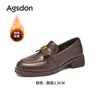 Mocassins Augu Lion Mountain Climbing Camellia para Mulheres 2026 Novo Verão Comuter Salto Bloco Sapatos de Salto Único Preto Estilo Britânico Sapatos de Couro