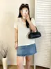 Top de punto para mujer talla grande, cuello en U, manga corta, nuevo estilo otoño 2026, top casual holgado y versátil para mujeres talla grande