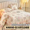 Faldón de Cama Acolchado Estilo Princesa de Algodón Puro Estilo Francés con Volantes, Cubierta de Cama Antideslizante de Encaje de una Pieza, Individual