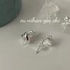 Pendientes de Corazón con Lazo de Plata de Ley S925 Ouni para Mujer Diseño de Nicho Dulce Estilo Ins Pendientes Versátiles Pendientes