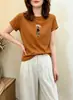 Camiseta de Algodão Canelado Guangzhou Treze Fábricas para Mulheres, Fornecimento Direto da Fábrica de Origem, Top de Manga Curta Slim Fit, Estoque de Verão, Dropshipping Disponível