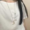 Collar Largo Desplegable Minimalista Coreano de Croissant y Donut para Mujer, Cadena de Suéter de Lujo Ligero de Nicho de Gama Alta