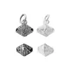 Cuentas espaciadoras de plata pura S925 con patrón tejido impreso, colgante de cuenta cilíndrica, pulsera de cuerda trenzada hecha a mano para DIY, accesorios de plata