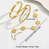Conjunto de Pulseras de Acero Inoxidable Doradas Transfronterizas con Clavos Tachonados de Diamantes, Diseño de Cintura Delgada, Trébol de Cuatro Hojas, Pulseras Doradas, Lujo Ligero