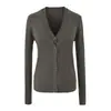 Estilo Old Money Temperamento Cuello en V Falso Dos Piezas Manga Larga Cardigan de Punto Otoño Nuevo Estilo Ajustado de un Solo Botón Versátil Top para Mujer