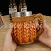 Jarra de cerveza de resina con textura de bambú, recipiente interior de acero inoxidable, diseño a prueba de fugas, estilo retro ins, artículos para el hogar