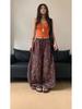 Calça Casual Longa com Estampa de Leopardo Estilo Americano para Mulheres, Novo Design Outono 2026, Tendência de Calça Wide Leg Retrô High Street de Nicho