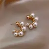 Pendientes Vintage Estilo Francés con Ojo de Gato Incrustado de Diamantes y Perlas, Pendientes de Lujo Ligero de Gama Alta, Exquisitos y Modernos Accesorios para Orejas Versátiles al por Mayor