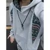 Sudadera con capucha de estilo americano cleanfit para primavera y otoño para hombres y mujeres, diseño moderno con estilo étnico y patchwork, jersey de cuello alto