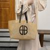 Bolsa de palha grande capacidade para férias de verão à beira-mar, bolsa tote simples feminina, bolsa de mão estilo ocidental com cores contrastantes 2023