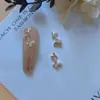 Accesorios para Uñas con Mariposas de Circonita Brillante LZ Celebridad de Internet Versátil Cadena Perla Mariposa Combinada Decoración Dorada para Uñas