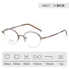 Óculos Estilo Coreano Armação Pequena Redonda 90377 Meia Armação Armação de Titânio Ultra Leve Fio Liso Dourado Óculos Sem Grau Podem Ser Equipados com Lentes de Grau