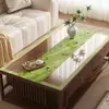Nuevo mantel para mesa de centro estilo chino semitransparente, lavable, impermeable, a prueba de aceite, lujo ligero, sensación de alta gama, tapete para mesa de comedor de vidrio suave PVC