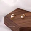 Brincos de Pérola com Contas Geométricas Ovais de Prata Pura S999 para Mulheres Design Vazado Retro Francês Luxo Acessível Brincos Atacado