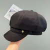 Hebilla Redonda Simple Moda Sombrero Octagonal Nuevo Estilo Otoño/Invierno para Mujer Gorra Plana Gorra de Periódico Retro Británica Sombrero de Moda Versátil