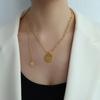 Collar con borlas y letras de engranaje francés con diseño de nicho, chapado en acero de titanio y oro real de 18 quilates, venta al por mayor, fábrica de joyería que no se decolora