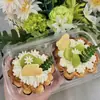 Caixa para Torta de Ovos de Girassol, Caixa de Embalagem para Croissant com Borda de Renda para Cupcake e Torta de Ovos, Caixa Transparente Descartável para Levar para Assados