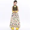 Conjunto de jazz para niña en verde militar, chaleco de imitación de dos piezas, estilo moderno dulce y genial, conjunto de pantalones largos, ropa de verano de moda para chica de jazz
