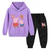 Primavera y Otoño 2023 nueva ropa infantil transfronteriza suéter con capucha para niños pantalones conjunto de dos piezas bebé algodón manga larga