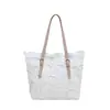 Bolso de hombro de encaje, bolso tejido estilo coreano, patrón artístico versátil, bolso popular para mujer, bolso tote de gran capacidad, bolso de mano