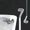 Escova de vaso sanitário doméstica para limpeza sem cantos mortos, escova multifuncional de cabo longo montada na parede, estilo japonês, prática e portátil