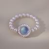 Pulseira de Pérolas Swarovski Água-Marinha Estilo Xiaohongshu, Estilo Minimalista Fashion, Pulseira com Design de Tecelagem em Fio de Pesca para Mulheres