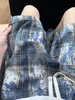 Shorts de cuadros tie-dye verde aguacate para hombre, pantalones cortos holgados de verano talla grande, shorts deportivos casuales americanos