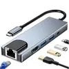 Conversor Multifuncional Tipo-C para HDTV HD Estação de Docking para Celulares e Computadores Expansor de Porta Múltipla USB