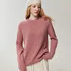 Hilo Kangbaolai - 25% seda de morera + 75% cachemir tejido suéter de cuello redondo para mujer, de manga larga, ajuste holgado, capa base