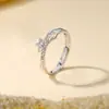 Par Original de Anel Flor Dupla S925 Prata Esterlina Anel de Abertura Nicho Moda Simples Anel de Casal Presente de Dia dos Namorados