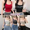 Nova Camisola Estampada com Letras para Mulheres, Versátil, Sem Aro, com Bojo, Costas Bonitas, Top Tubo Emagrecedor, Top Sexy, Verão