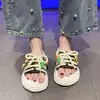 Sandalias Slip-On de Plataforma con Suela Gruesa para Aumentar la Altura, Nuevas de Verano 2025, Sandalias Versátiles para Exteriores con Tiras, Pantuflas Estilo Princesa de Dibujos Animados