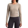 Athena lulu Traje de Yoga Acanalado Molino de Agua para Mujer de Manga Larga Plisado Ajustado Adelgazante Traje Deportivo de Fitness Top