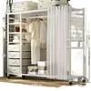 Guarda-roupa para uso doméstico no quarto, guarda-roupa simples para moradia alugada, armário de armazenamento durável, guarda-roupa de metal montado econômico