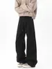 Pantalones Casuales Lavados de Temporada de Primavera y Otoño para Hombre, Marca de Moda Estilo Americano Retro Plisados Ropa de Trabajo Rectos Sueltos Caídos Patchwork de Pierna Ancha