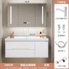 Nuevo Estilo Panel de Puerta de Roble Mesa de Lavado Combinación Lavabo Lavabo para Baño Crema Gabinete de Baño Integrado Lavabo