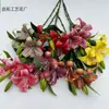 Flor Artificial 3D Lírio de Três Cabeças Filme de Impressão Flor Falsa Decoração de Casamento Buquê Enfeites para Sala de Estar de Casa Adereços para Fotos