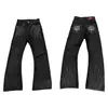 Calça jeans flare bordada tridimensional estilo retrô americano para homens e mulheres, calça da moda slim de perna reta para primavera e outono