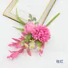 Ramo Atado a Mano de Onagra y Rosa Artificiales, Arreglo Floral de Flores Falsas Estilo Ins para Decoración Floral de Escritorio, Fiesta y Entrada