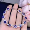 Venta al por mayor de fábrica Popular Pulsera de Zafiro Natural Plata S925 Incrustada Piedra Principal 5X7Mm Venta Caliente Europea y Americana Una Pieza