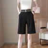 Calça Cropped de Seda Gelada para Mulheres, Novo Estilo de Verão, Calça de Perna Larga Fina e Emagrecedora, Calça Reta Versátil Casual Solta, Calça de Cinco Pontos da Moda