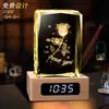 Artesanías de Cristal Adornos Pequeños Reloj Lámpara de Mesita de Noche Regalo de Navidad para Niñas Memorial para Mascotas Artículos de Nicho Creativos de Gama Alta