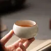 Taza Ru Kiln Luo Han Beige, Taza Individual Personal para Cata de Té, Taza de Té Cerámica para el Hogar, Juego de Té Kung Fu, Tazón de Té Individual